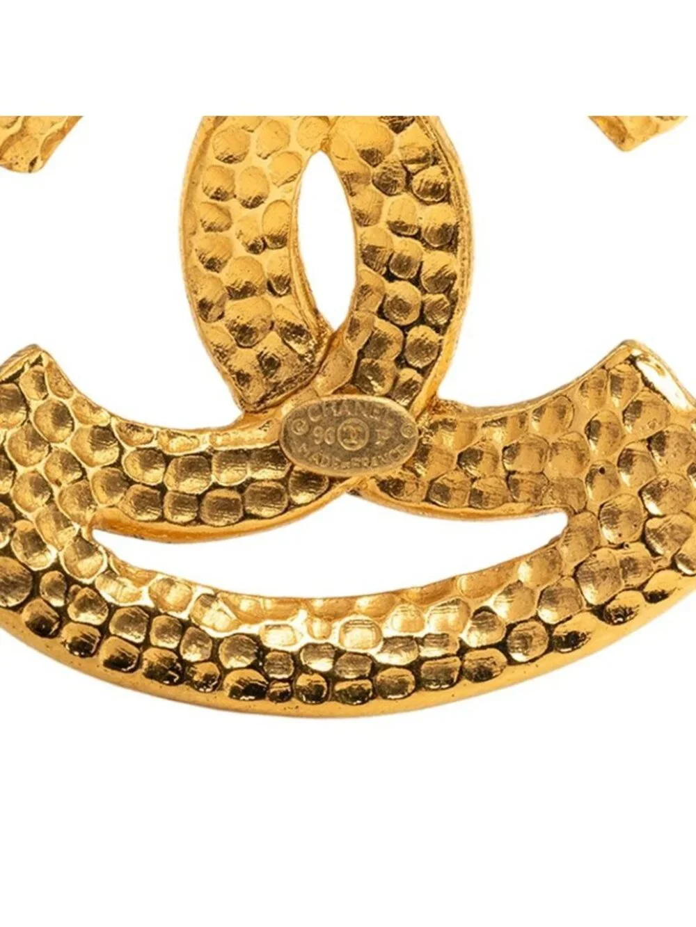 Chanel CC Logo Vintage Earrings Gold Plated